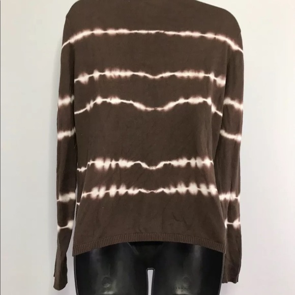 Tie Dye 100% Cotton Cardi Lightweight Knit sweater Brown White Cardigan M - Picture 2 of 3